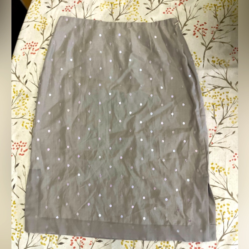 TSE Silk Pleated Pencil Skirt Women's 6 Gray High Rise Knee Length Work